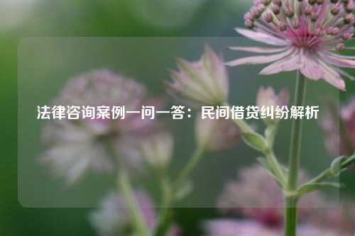 法律咨询案例一问一答：民间借贷纠纷解析